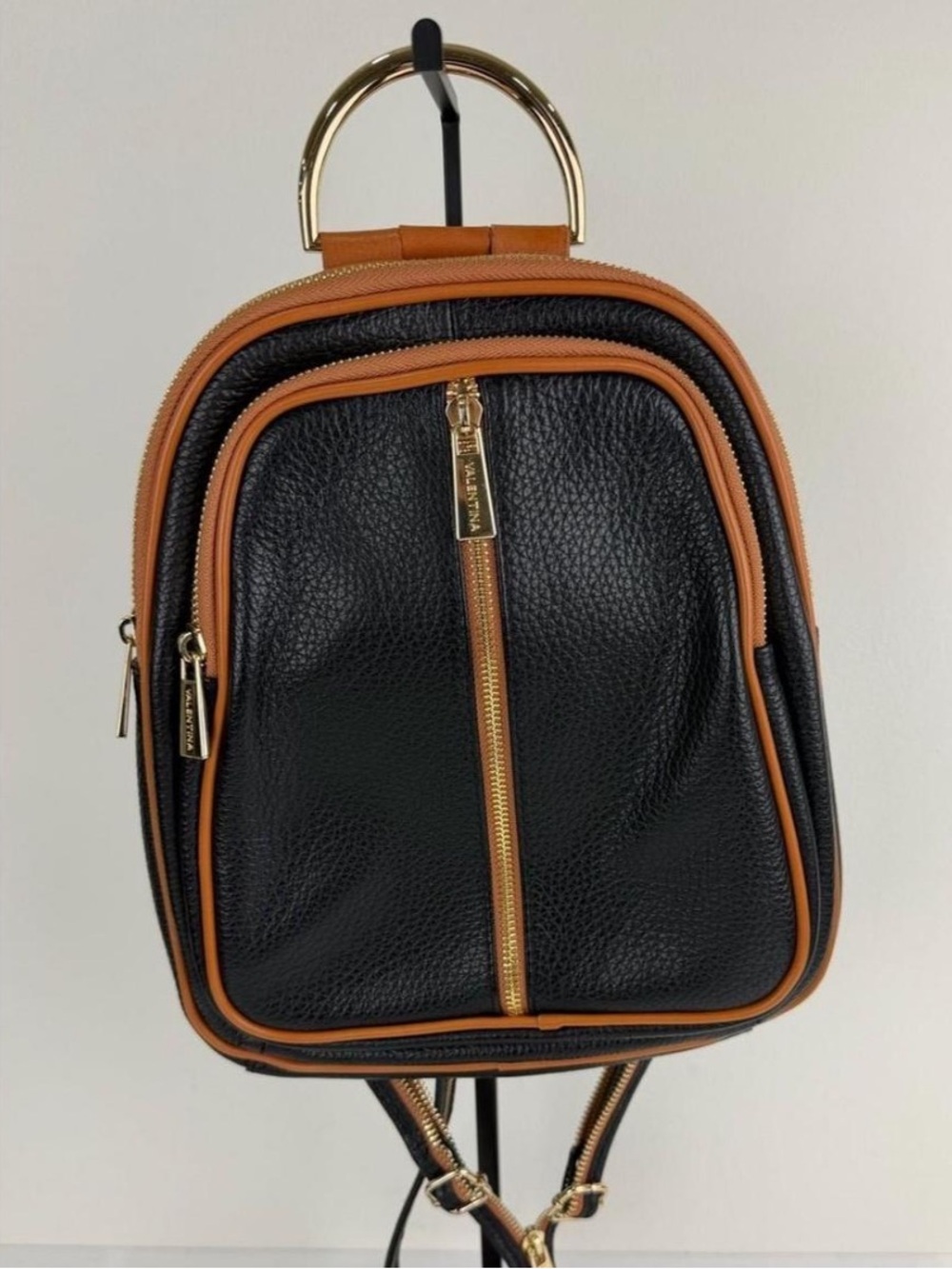 Black & Tan Women’s Leather Backpack Purse